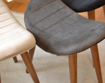 Handcrafted Wooden Accent Stool: Beech Wood & Soft Fabric