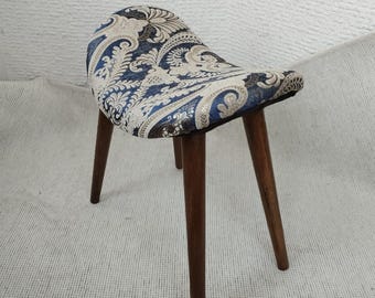Bohemian Ottoman Fabric Stool: Handmade Beech Wood Accent Seat