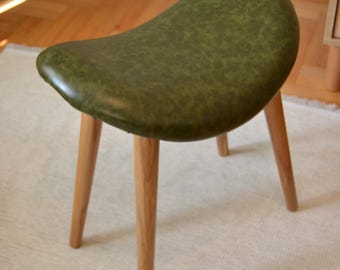 Milo Wooden Stool with Faux Leather Seat – Modern, Ergonomic, and Durable Design