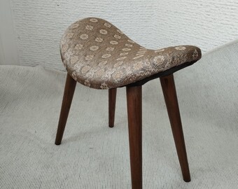Boho Ethnic Fabric Stool: Handmade Beech Wood Accent Seat