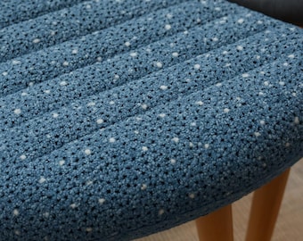 Handmade Upholstered Wooden Stool: Beech Legs, Modern Accent blue b