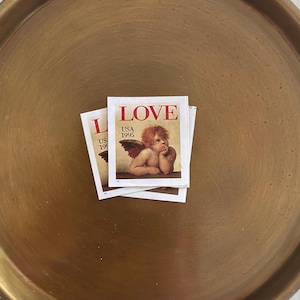 Love Series: Cherub Vintage Stamp // Yellow & Red // 32 cents // 1995