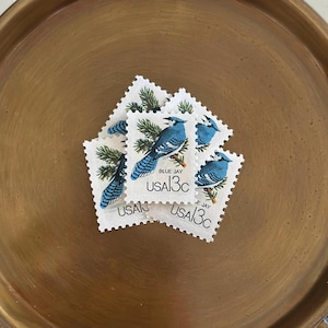 Blue Jay Vintage Stamp // Blue // 13 Cents // 1978 // Set of 5