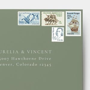 Blue & Green // Cool Tones // kuratiertes Vintage Porto Set von 5 Stück // 76 cent pro Stück