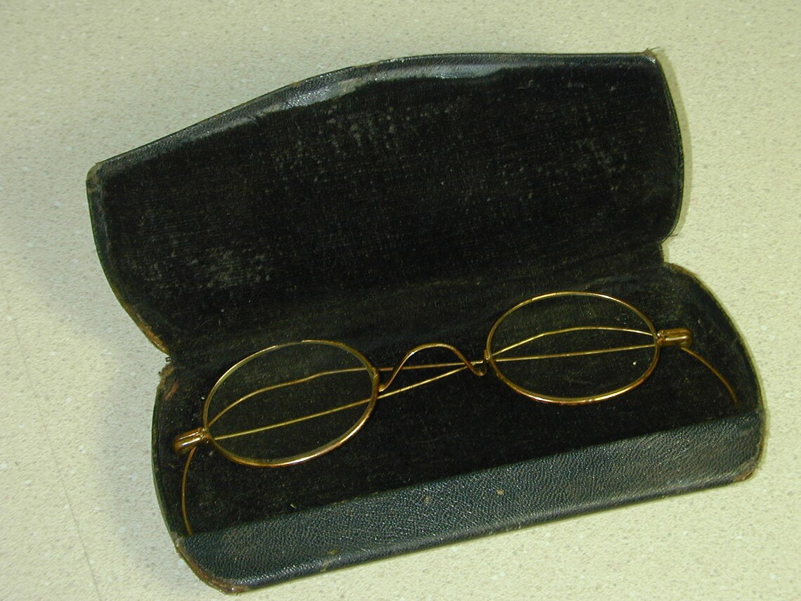 Antique Wire Frame Eyeglasses with Case Etsy