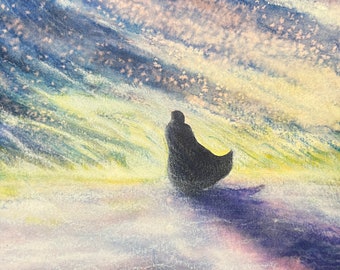 Original Watercolor The Path Through the Storm, Small Art