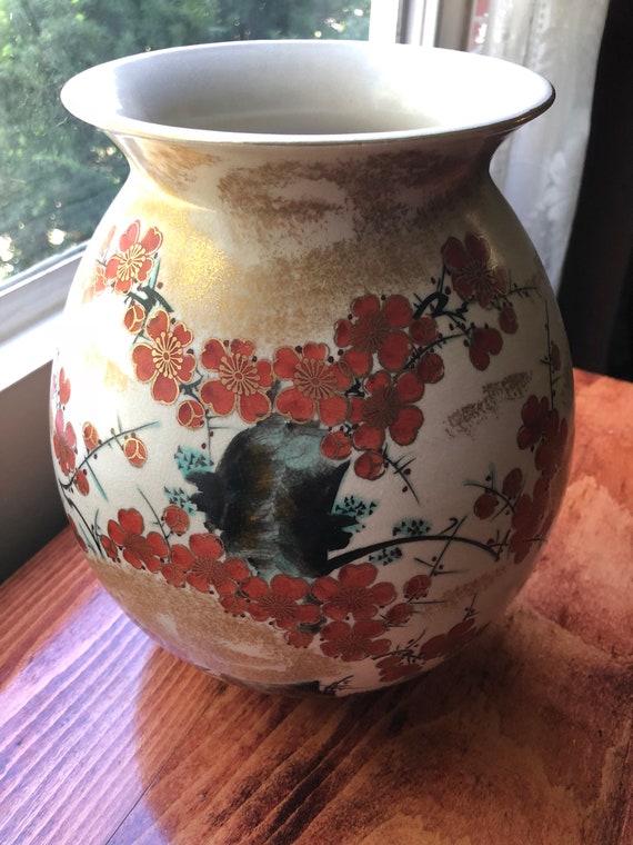 Vintage Genuine Kutani Vase Large Japanese Porcelain Vase Etsy