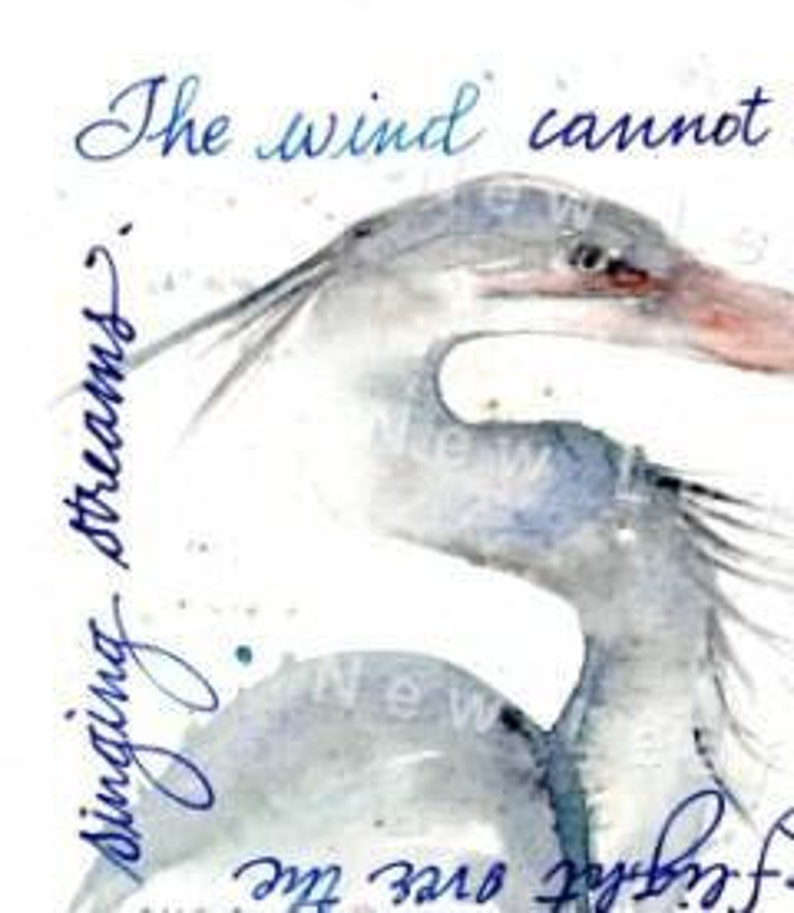 Blue Heron Greeting and Note Card, Heron Card, Bird Greeting Card, Crane, Bird Lover Card, Watercolor Blue Heron card, Watercolor Heron image 3