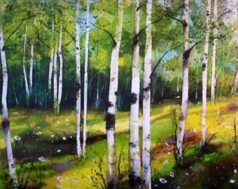 Birch Print, Birch Tree Print, Spring Birches, Summer Birch Trees, Birches, Birch tree art