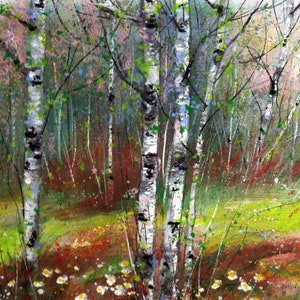 Spring Birch Tree Print, Birch Tree Print, Birch Trees, Watercolor birches, Spring Tree Print