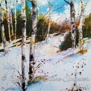 Birch Tree Print, Winter Birch, Birch Tree Print, Winter Snow Print, Winter Birch Forest, Blue Trees, Winter Birches, Birches