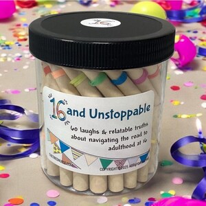 16th Birthday "16 and Unstoppable" Birthday Jar – 60 Laughs & Truths for Sweet Sixteen, Teenager Birthday, New Driver, Funny Teenager Gift