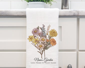 Grandma's Garden Personalized Tea Towel - Gift For Grandma