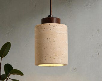 Japanese Wabi-Sabi Modern Bedroom Pendant Light – Yellow Cave Stone Bedside Hanging Lamp