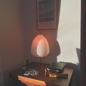 Lampada da tavolo giapponese Akari Wabi-Sabi Yong - Design in carta di riso stampata per arredamento da camera da letto e scrivania - Ideale per il drop shipping