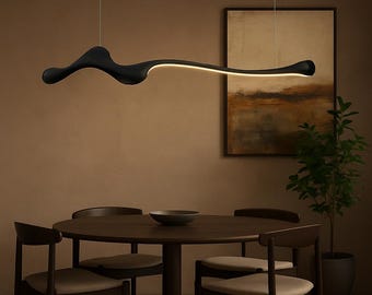 Modern Ash Wood LED Pendant Light: Dimmable Hanging Lamp with Remote