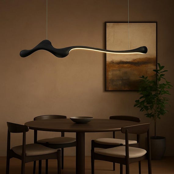 Modern Ash Wood LED Pendant Light: Dimmable Hanging Lamp with Remote
