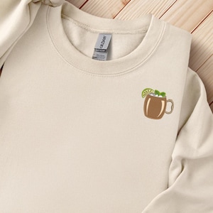 Mexican Mule Cocktail Embroidery Sweatshirt, Bachelorette party, Birthday Gift for Her, Summer vibes, Cocktail Lover, Moscow mule,Copper mug