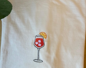Embroidered Aperol Spritz T-shirt, Embroidered Cocktail shirt, Embroidered Summer Tee, Trendy Summer, Bachelorette party, mothers Day gift