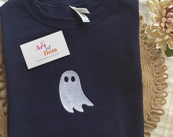 Embroidered Cute Ghost Sweatshirt, Embroidered Fall Sweatshirt, Halloween Sweatshirt, Cute Ghost Sweatshirt, Trendy Sweatshirt Crewneck,