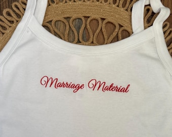 Custom Mrs. Tank Top, Marriage Material Tank Top, Bridal Pjs, Bride Pajamas, Mrs. Set, Bridal Shower Outfit, Engagement Gift for Her