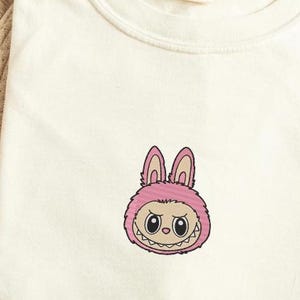 Labubu Embroidery TShirt, Cute Cartoon Embroidered Doll Tee, Kawaii Labubu Characters TShirt, Colorful Anime, Kawaii Monsters, Funny Tshirt