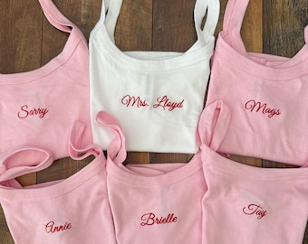 Personalized Embroidered Tank Top, Custom Embroidery Mrs Bride gift, Bachelorette party idea