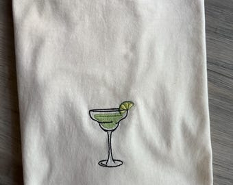 Camiseta Margarita bordada, camiseta de cóctel personalizada, ropa de verano