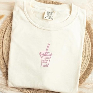 Embroidered Coffee Girlie Iced Coffee Shirt, Ice Coffee Lover Tee, Iced Coffee Shirt, Gifts for Coffee Lover, mothers Day gift, gift for her