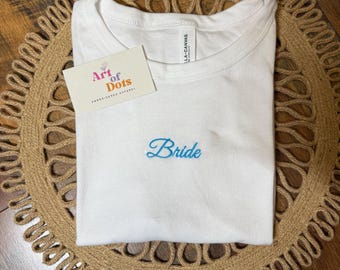 Personalized Embroidered Baby Rib Tee, Custom Embroidery Mrs Bride gift, Bachelorette party idea, Bella canvas baby tee