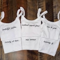 Personalized Embroidered Tank Top, Custom Embroidery Crop top, Mrs Bride gift, Bachelorette Catch phrase idea