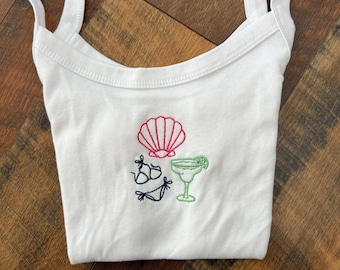 Personalized Embroidered Icon Tank Top, Custom Embroidery Mrs Bride gift, Bachelorette party idea