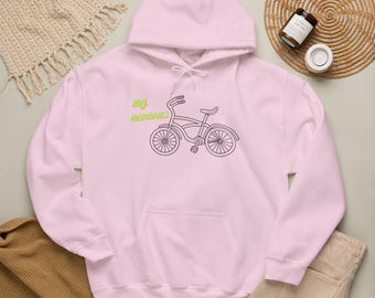 My memories bicycle Hoodie | line art bike, nostalgic script TODAYTP