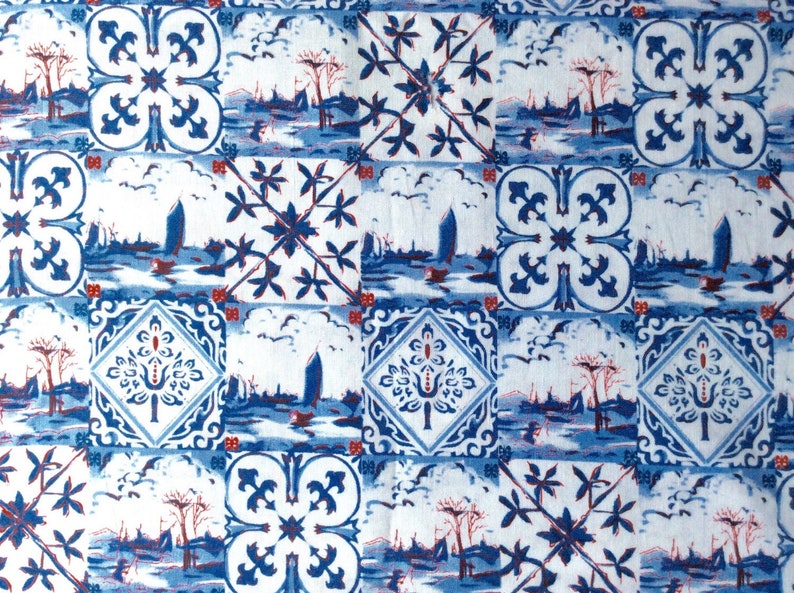 Delft Blue cotton fabric Dutch print Fat Quarter Etsy