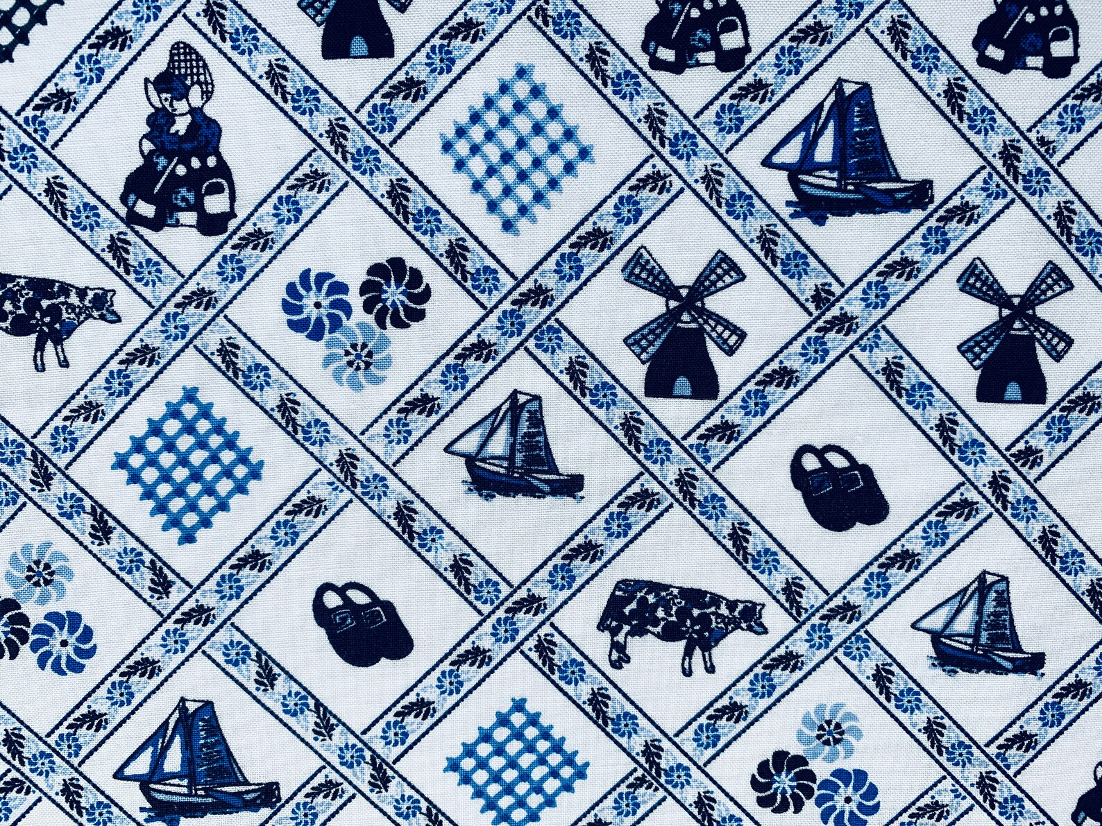 Delft Blue Cotton Fabric Dutch Print Fat Quarter Etsy