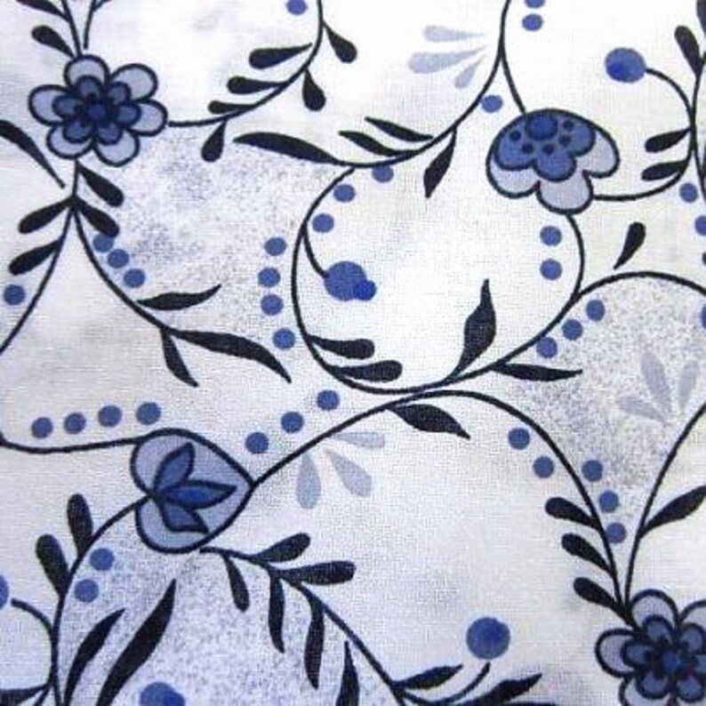 Delft Blue cotton fabric Dutch print Fat Eight Etsy