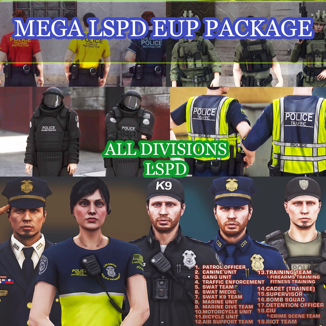 Fivem Mega Lspd Eup Pack Clothes Pack Optimized Fivem Ready