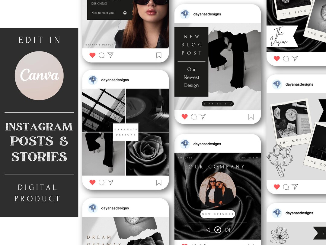 Instagram Templates | Black and White Template | Luxury Templates ...