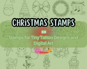 Weihnachtsstempel Procreate Pinselset, Urlaub Tattoo & Grafikdesign (Digitaler Download)