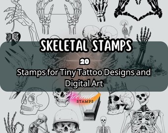 Skeletal Stamps - 20 Procreate Stempelpinsel für kleine Tattoos und digitale Kunst