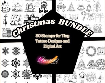Weihnachten Procreate Pinsel | 20 Urlaub Stempel Tattoo Design (Digitaler Download)