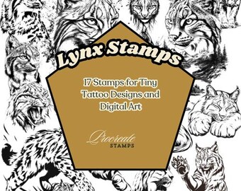 Lynx Procreate Stempel Set - 17 Wildkatzenpinsel für Tattoo Art (Digitaler Download)