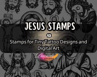 Jesus Procreate Stempel Brushes - 13 Digitale Tattoo & Art Pinsel für christliche Designs | Sofort Download