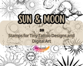 Sun & Moon Tattoo Stempel - 20 Procreate Pinsel (Digitaler Download)