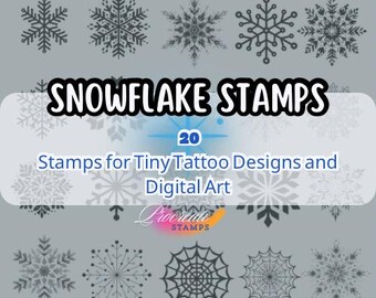 Schneeflocke Stempel Procreate Pinsel Set, 20 Winter Tattoo Designs Digital Download eisiges Wetter