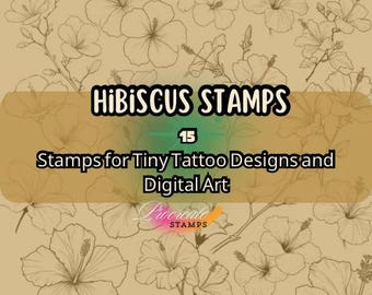 Hibiscus Procreate Stempelbürsten | Fine Line Floral Tattoo Blitz | Wunderschöne botanische Stempel für kleine Tattoos & Digital Art