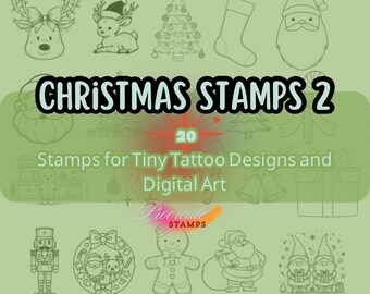 Weihnachtsstempel für Procreate | 20 festliche Tattoo & Digital Art Designs (Digitaler Download)