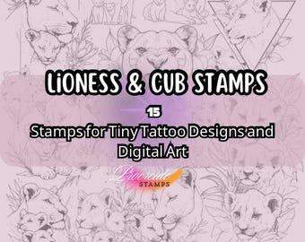 Löwin & Jungtier Tattoo Stempel - 15 Procreate Pinsel (Digitaler Download)