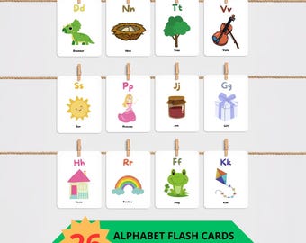 Alphabet Flash Cards | 26 ABC Printables | Montessori Learning Cards | Preschool & Homeschool | Instant Download