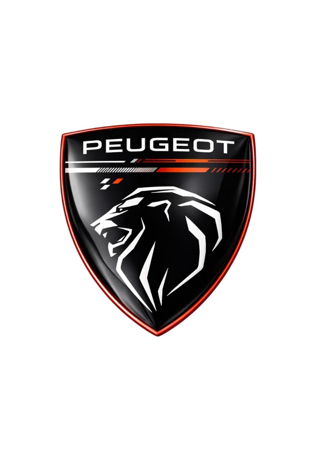 Lot De 2 Autocollants Peugeot 80x72 Mm - Logo Arqué Brillant 3D - Pour Voiture Ou Scooter
